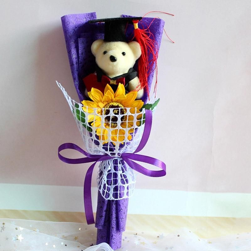 Congrats Grad Gift Graduation Bear Teddy Graduation Bouquet Rose Flower Bear Party Decorations Supplies Favor