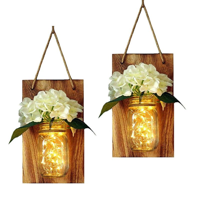Jar Sconces with LED Lights for Home Kitchen Decoration