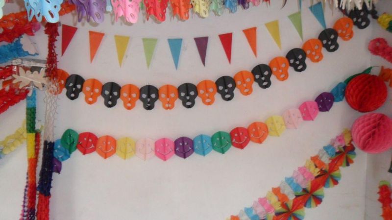 Heart Shape Banners Garland Colorful Rainbow Tissue Paper Decorations for Kids Party
