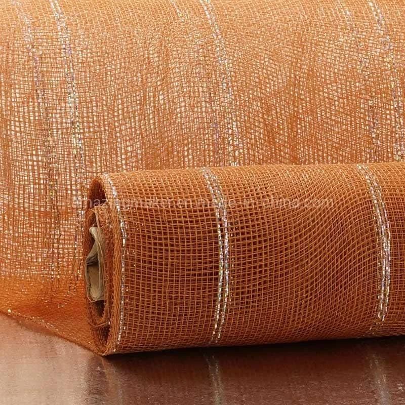 Wide Spaced Double Metallic Stripe 21′′ Wedding Packaging Deco Mesh