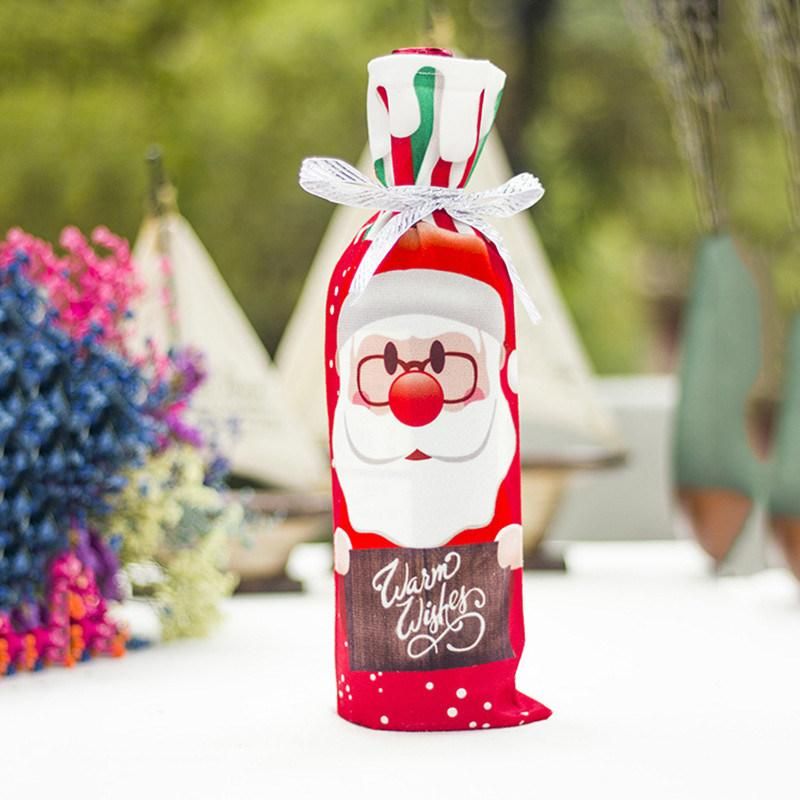 Dinner Party Table Christmas Decorations Santa Claus Wine Bottle Cover