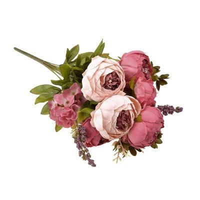 13 Head Artificial Peony Silk Flowers Bouquet Glorious Moral for Home Office Parties and Wedding