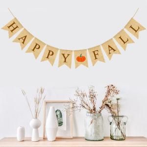 Autumn Thanksgiving Party Decoration Flax Flag Happy Fall Mabula Flag