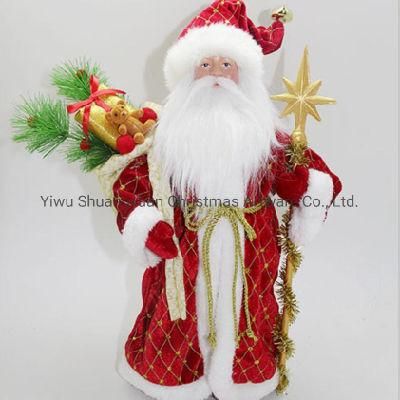 17&prime;&prime; Christmas Santa Claus Fabric Santa Claus Ornaments for Christmas Decoration