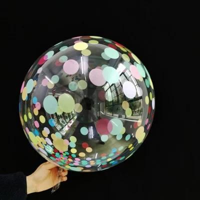 Transparent Bobo Ball Printed with Gold Silver Pink Blue Green Color Circle Confetti Pattern TPU Bubble Ball