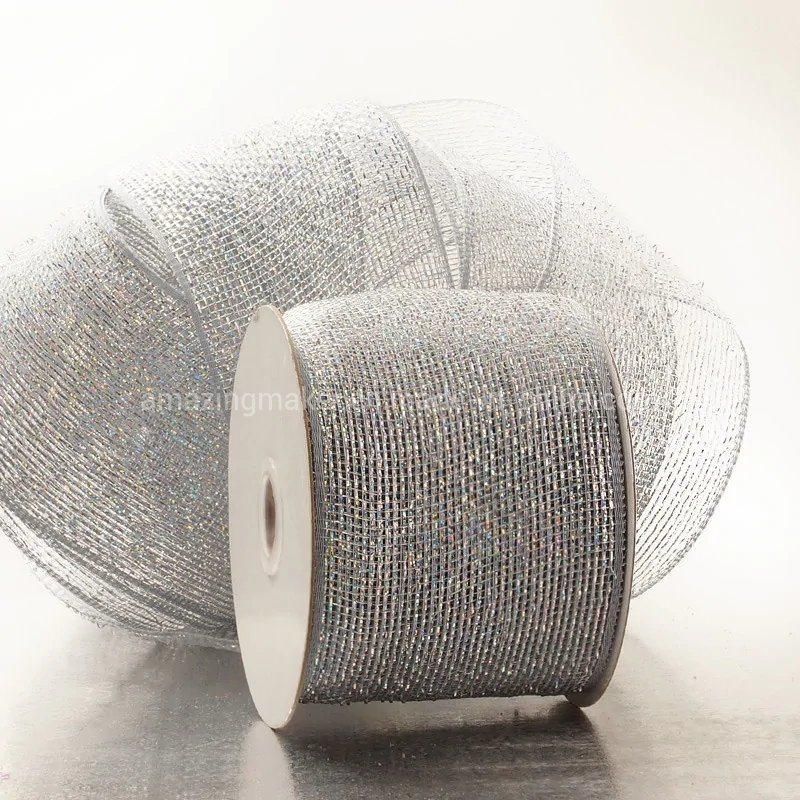 Half Solid Metallic 4′′ Wedding Deco Mesh Ribbons