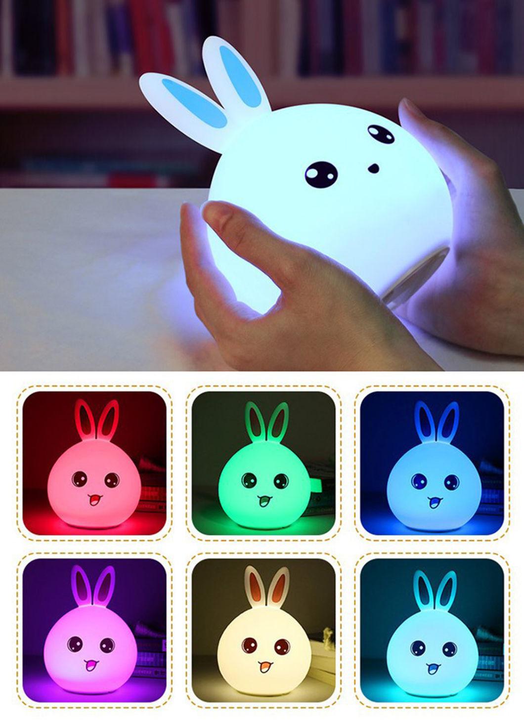 Rabbit Silicone Lamp Portable LED Bunny Lamp USB Rechargeable