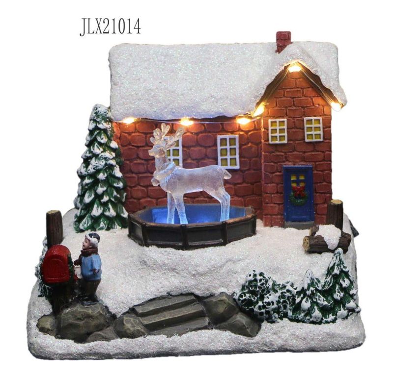 Xmas Animated Polyresin Christmas LED Village Model with Camper