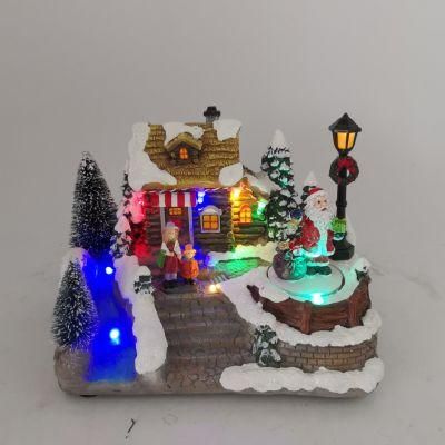 Christmas Decorations Snow Village Lighting Resin Christmas House