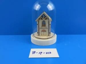 Wood Craft Christmas House with Glass Cover