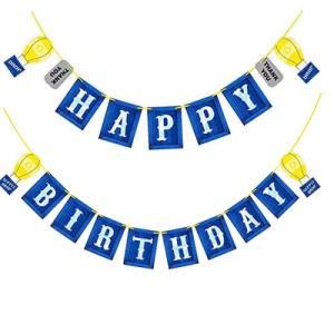 Game Theme Happy Birthday Hanging Flags Decorative Banner