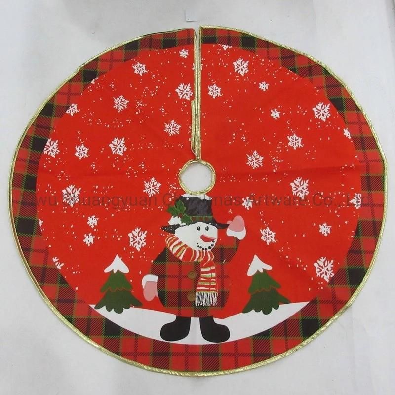 Christmas Tree Skirt with Snowman Deer Santa Tree