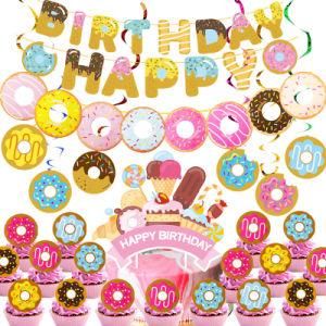Donuts Birthday Party Supplies Party Decorations for Girls Banner Cake Toppers