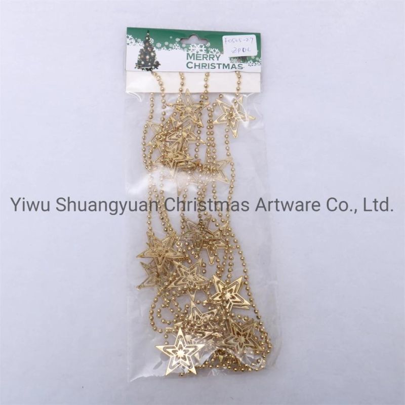 Gold Plastic Beads Garland Decorative Christmas Tree Beads Chain