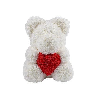 40cm Teddy Bear Free Gift Box Wedding Artificial Decoration Valentine Girlfriend Anniversary Gift Foam Flower Rose Bear