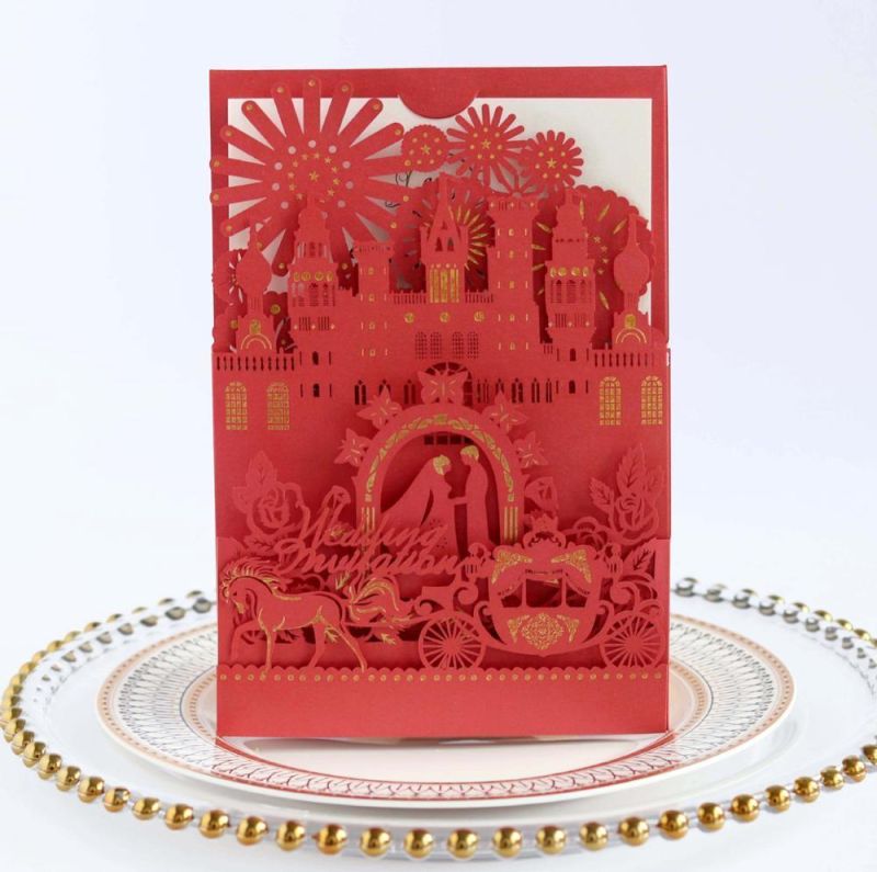 2020 3D Wedding Invitations Cards Laser Cut Castle Greeting Card Event Party