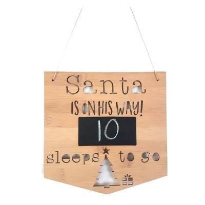 Bamboo Christmas Decoration Handmade Wall Sign Customized Design Countdown