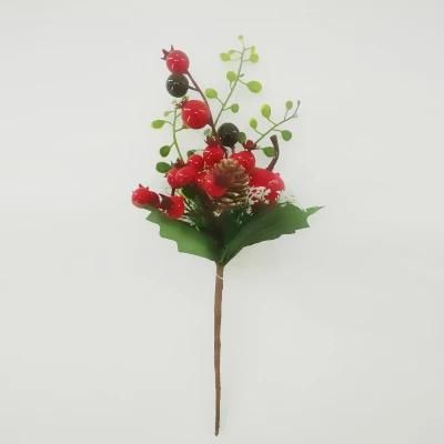 Artificial Flower Red Cherry Branches Flower Christmas Decorative