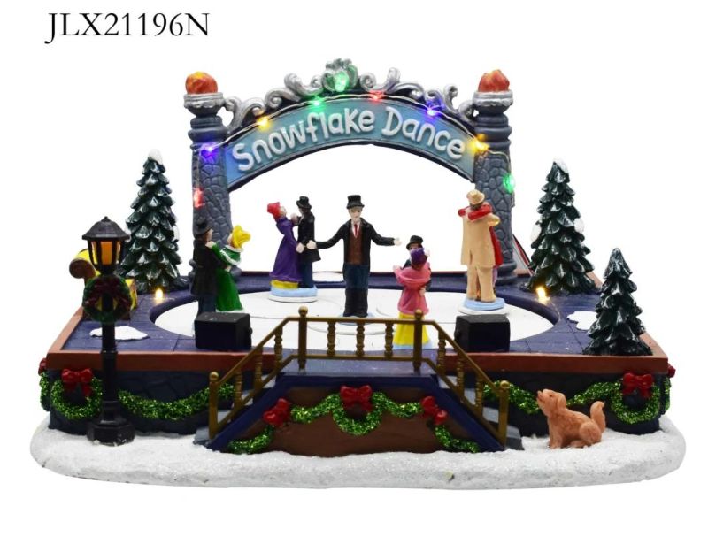 Christmas Village Figurines Indoor Decorations Snow Village Set/9PCS