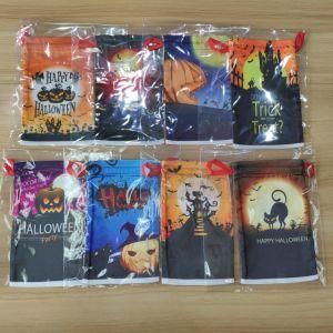 Fashion Halloween Printing Polyester Satin Gift Bag Candy Bag