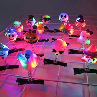 LED Ghost Pumpkin Witch Skull Hair Clips for Halloween Party