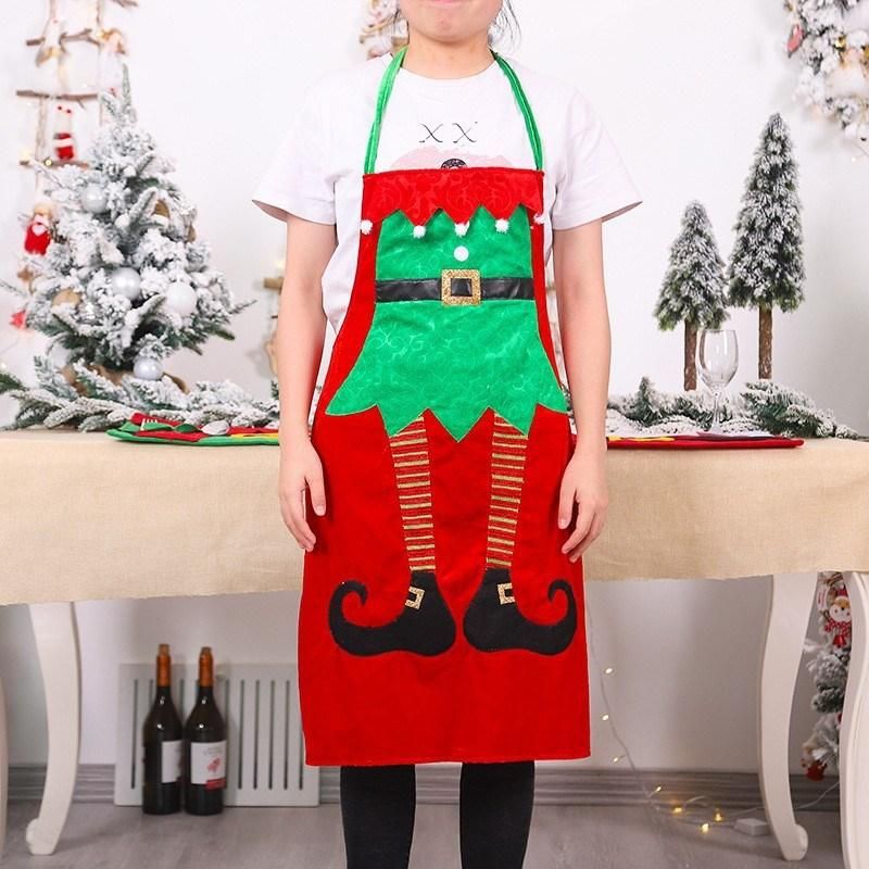 Christmas Apron, Xmas Apron Santa Claus Snowman Reindeer Apron Christmas Snow Scene Apron