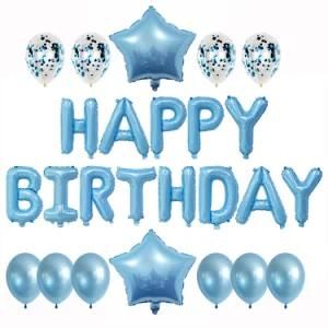 Happy Birthday Letter Balloons Blue Foil Alphabet Star Heart balloon for Girl Boy