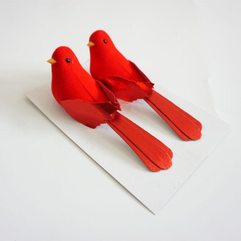 Red Clip-on Cardinals Christmas Tree Ornaments Artificial Feathered Birds Ornaments for Christmas Decorations, Arts and Crafts