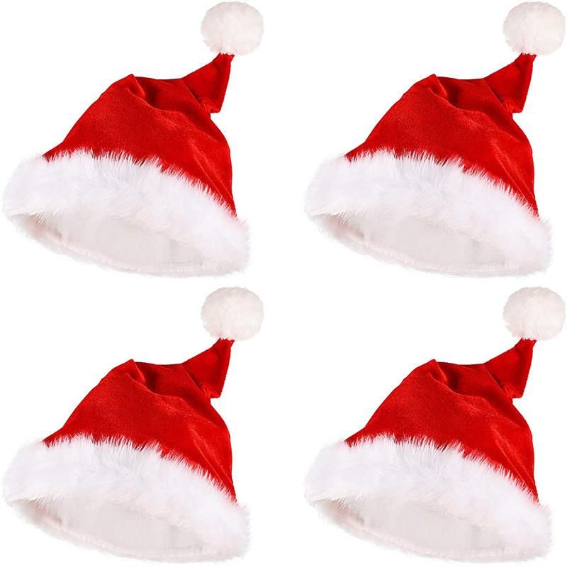 Dropshipping 2022 Christmas Red Adult Children Plush Christmas Hat