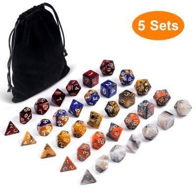 Board Game Dice Sets 5*7PCS Dungeons and Dragons Dice with Free Pouch Pole Playing Games China