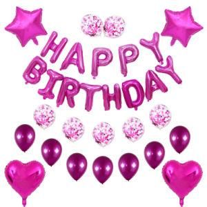 Rose Red Balloons Happy Birthday Party Decorations Wedding Woman Supplies
