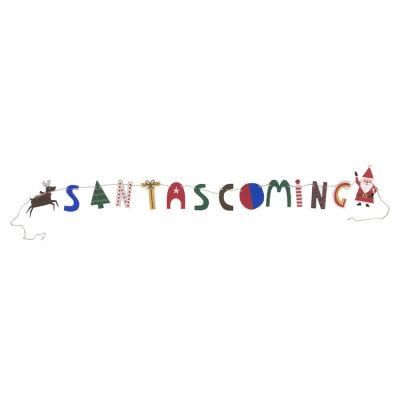 BSCI Factory Wholesale Felt Santa Garland Supplies Christmas Party Banner Decoration