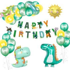 Cute Crown Dinosaur Balloon Banner Set Children&prime; S Birthday Party Decoration