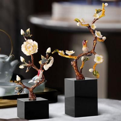 Chinese Bathroom Accessories Set Zinc Alloy Plum Blossom Tree Decorations House Rustic Ornaments