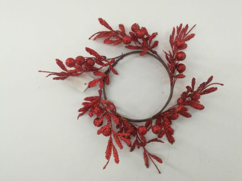 PVC Artificial Christmas Wreath with Flower Leaf Pinecone Red Berry