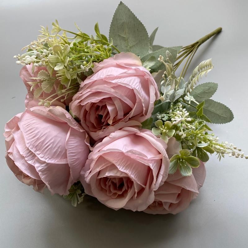 Good Quality Latest Fancy Designing Decorative Flower Artificial Decor Wedding Rose Bunches