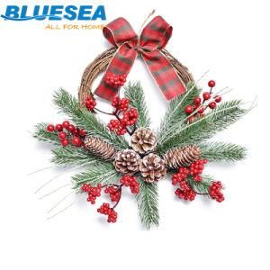 35cm Christmas Half Ring Ribbon Red Fruit PE Rattan Ring Shopping Mall Window Pendant