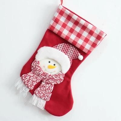 Fabric Material Socks with Ornaments Decorate Home Decoration