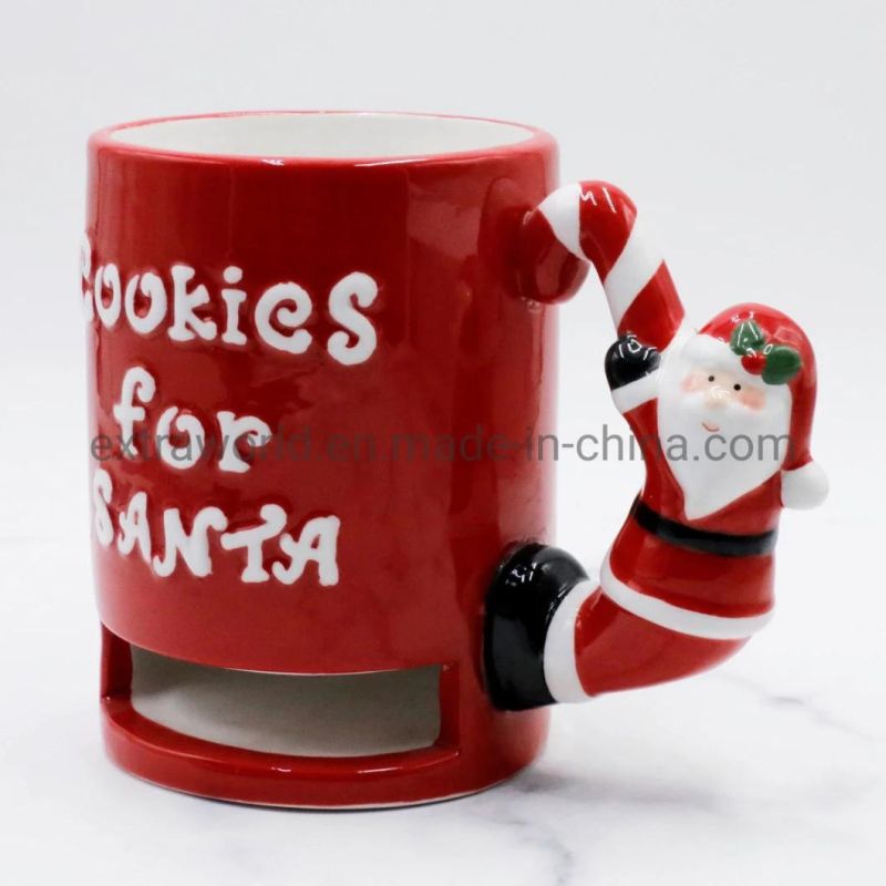 2021 Christmas Ceramic Cookie Coffee Mug with Santa Handle