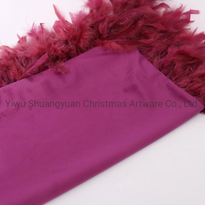 New Design Christmas Bolster Pillow with Feather for Holiday Wedding Party Home Decoration Hook Ornament Craft Gifts