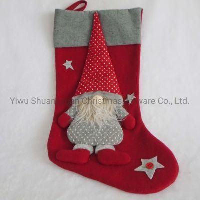 Christmas Stocking with Santa Deer for Holiday Wedding Party Decoration Hook Ornament Craft Gifts