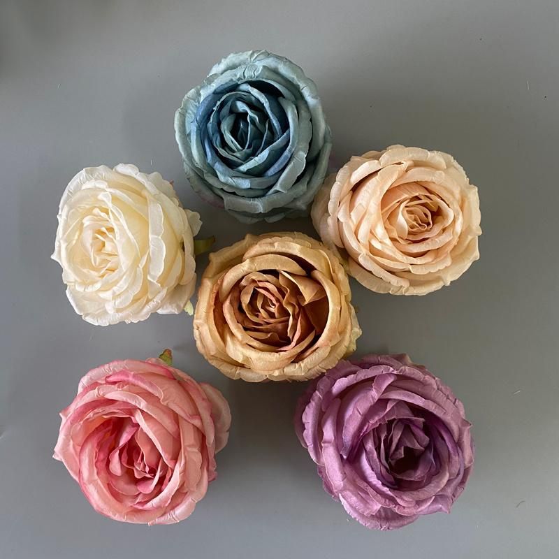 Wholesale High Quality Rose Flower Heads Silk Flower Wall Panel Flower Heads