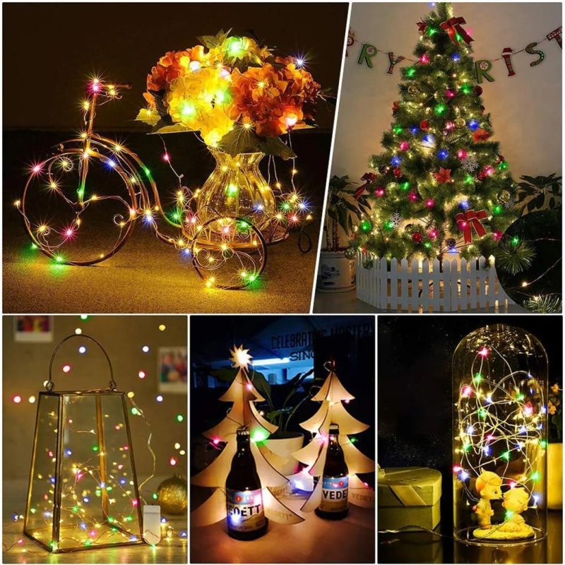 Solar String Lights LED Outdoor Garden Waterproof 2 Functions Christmas Day Decorative Copper Wire String Lights