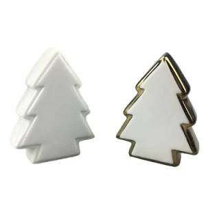 Christmas Decoration Ceramic Christmas Tree Shape Decorative Crafts with Gold Electroplated