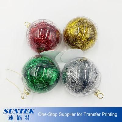 High Quality Christmas Tree Decoration Colorful 8cm Round Sublimation Blank Christmas Ornament Balls Plastic