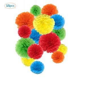 Umiss Paper Flowers Rainbow Tissue Paper POM Poms for Festival Party Decorations