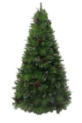 6FT Green Flowering Pine Needle &amp; PVC Mixed Tips Christmas Tree with Pine Cone and Red Berry