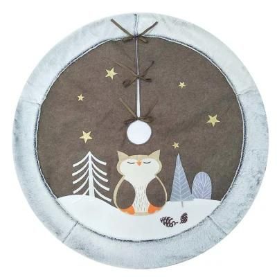 Xmas Owl Decorative Tree Skirt Felt Round Custom Christmas Tree Skirt Fur