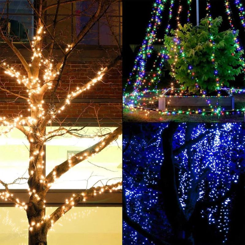 Solar String Lights LED Outdoor Garden Waterproof 2 Functions Christmas Day Decorative Copper Wire String Lights