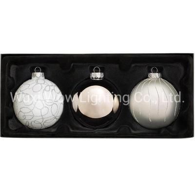 Glass Christmas Tree Traditional Baubles Jewelled Pack Set of 3 10 Cm - Copper